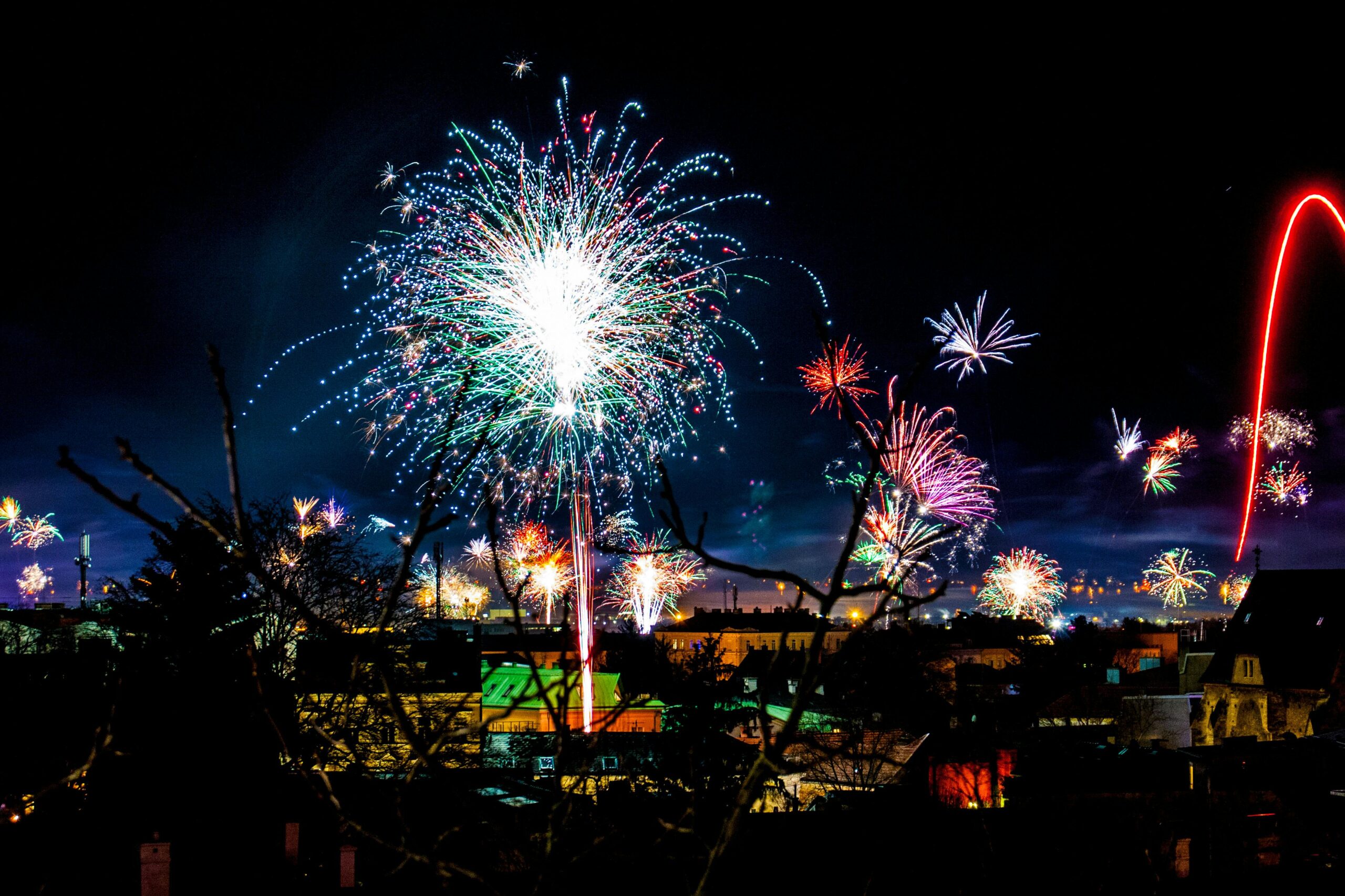 Feuerwerksshow In Verschiedenen Farben